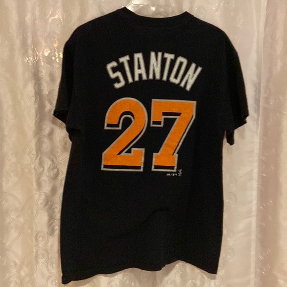 Majestic, Shirts, Majestic Miami Marlins Giancarlo Stanton Jersey Tshirt  Mens Size Medium